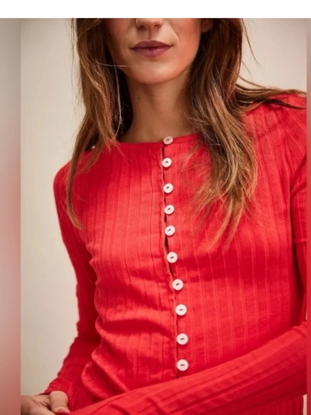 Free People Women's Red Tilly Long-sleeve Cardi - Picture 5 of 7